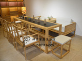 老榆木火烧石茶桌新中式书桌椅组合全实木免漆禅意简约茶台茶艺桌