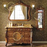欧式浴室柜仿古橡木洗脸台盆落地卫浴柜美式实木卫生间洗手组合柜