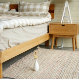 外贸手工编织米色加厚棉线地毯卧室飘窗垫榻榻米床边地垫脚垫门垫