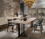 北欧实木餐桌简约现代小户型创意时尚铁艺办公桌会议桌长桌