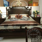 新款美式真皮床 欧式床 美式法式实木皮床 1.5/1.8米儿童床双人床