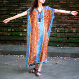 民族风长款袍子宽松长裙泰国旅游度假尼泊尔风情人棉短袖连衣裙夏
