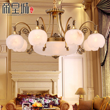 帝皇城卧室餐厅云石灯全铜吊灯大气欧式客厅灯具铜灯美式灯H8001