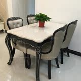 欧式餐桌椅组合6人大理石长方形桌子小户型一桌四椅新古典饭桌黑