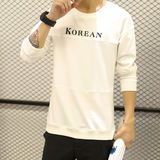 韩版男士修身个性印花短袖T恤休闲体恤青年夏装打底衫紧身潮圆领T