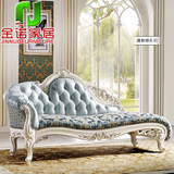 欧式实木贵妃椅法式客厅真皮美人榻白色烤漆沙发床雕花橡木躺椅