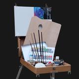 正品意大利女士小画箱手提榉木写生工具箱便携可背油画箱美术用品