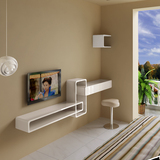 现代简约烤漆卧室壁挂梳妆台电视机顶盒组合柜置物架电视墙柜搁板