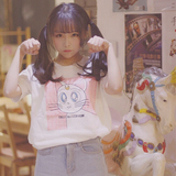 超可爱日系动漫软妹美少女战士露娜猫印花套头短袖减龄T恤 上衣