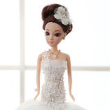 芭比娃娃婚纱新娘鱼尾款3D真眼儿童节日礼物玩具公主女孩大裙摆