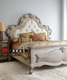 美式法式复古雕花实木床 软包双人床 婚床乡村复古别墅卧室床