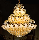 欧式金色莲花水晶吊灯LED吸顶灯圆形客厅灯温馨卧室餐厅灯具新款