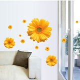 客厅沙发电视背景卡通墙贴儿童房立体感不透明向日葵雏菊贴画