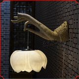 中式复古简约佛手莲花壁灯 创意花形餐厅咖啡店墙上装饰品 壁灯