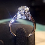 韩版热卖正品s925纯银仿真钻石求结婚钻戒指女求婚戒子指情侣礼物