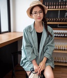 2016韩版新款女装宽松百搭蝙蝠袖风衣女中长款bf工装风秋季外套女