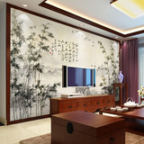 3d客厅中式水墨竹子复古墙纸壁画 客厅书房电视背景办公无缝壁纸