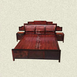 交趾黄檀 老挝大红酸枝雕花大床红木实木大床带床头柜家具