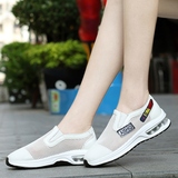 夏季网面气垫鞋韩版潮学生透气跑步鞋女鞋白色休闲运动套脚小白鞋