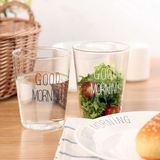 玻璃杯家用耐热透明GOOD MORING 牛奶果汁饮料水杯子咖啡杯早餐杯