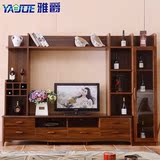 胡桃木色 实木电视柜组合背景墙简约现代中式电视柜客厅柜酒柜