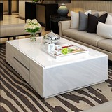 白色钢琴烤漆客厅茶几电视柜组合现代简约创意带抽屉小户型茶矮桌
