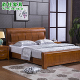 全实木床橡木双人床高箱储物大床婚床1.8米现代简约中式卧室家具