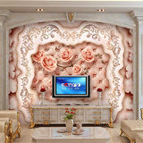 3d立体欧式沙发电视背景墙壁纸客厅卧室无缝墙纸大型壁画玫瑰花