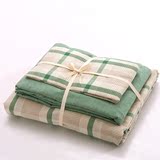 日式水洗棉四件套 外贸棉麻英伦条纹简约纯棉床单4件套床笠新品