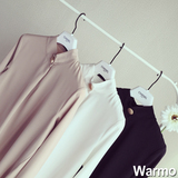 warmo2016春季新款韩版气质修身立领衬衫长袖白色雪纺衫女衬衣
