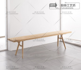 新款北欧纯实木条凳长凳板凳餐椅 水曲柳现代简约原木 设计师家具