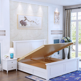 2016新款高箱储物美式床1米8双人床松木环保白色实木床儿童床包邮