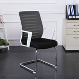 鸿运现代时尚职员椅子 网布弓形电脑办公椅 白色扶手不锈钢脚椅子