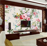 简约手绘花鸟电视背景墙纸欧式客厅卧室壁画大型餐厅酒店整张壁纸