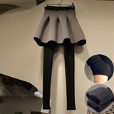 韩国代购2016秋冬季新款女装太空棉假两件加绒加厚踩脚外穿打底裤