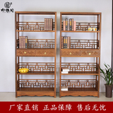 红木家具鸡翅木四层书架置物架书柜收藏陈列架仿古中式实木格子架
