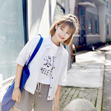 iFashion夏季小清新格子短袖衬衫女学院风简约全棉细格子短款衬衣