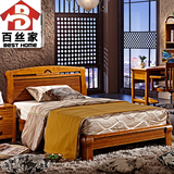 现代中式实木儿童床1.2米1.5米白蜡木床排骨架储物高箱床儿童家具