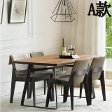 美式茶餐厅桌椅实木家具原木复古办公桌铁艺餐桌书桌简约会议桌