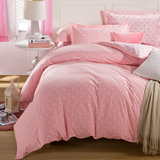 北欧简约韩式小清新风格纯棉粉色四件套圆点被套床单床上用品