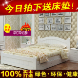 简约现代白色全实木床1.8米双人床1.5米成人床1.2米单人床欧式床