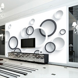 现代简约客厅3d电视背景墙壁纸欧式沙发影视墙纸墙布壁画黑白个性