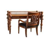 艺典家具美式仿古精致设计风格纯实木雕花框架书桌书椅个性化定制