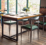 北欧式实木餐桌椅组合长方形现代简约铁艺咖啡厅桌椅饭桌原木桌子