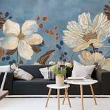 欧式复古花卉墙纸 油画个性客厅电视背景墙壁纸 定制手绘墙纸壁画