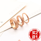 磨砂韩版时尚18k玫瑰金情侣戒指女对戒指环尾戒小指食指钛钢饰品