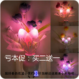 时尚光控花盆花朵彩色插电小夜灯 LED节能床头灯 创意卧室装饰灯