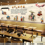 中式面馆餐饮装饰壁画复古小吃餐馆壁纸火锅饭店饭馆装修背景墙纸