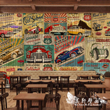 个性欧美风格老式汽车大型壁画咖啡餐厅休闲吧卧室背景墙墙纸壁纸