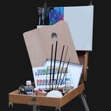 拉杆式意大利画箱油画箱折叠式油画架拖式画架更省心写生画箱画架